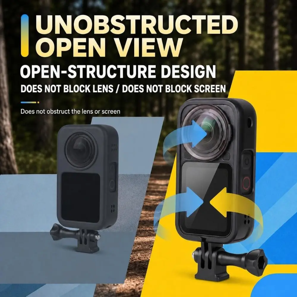 Shock Resistant Camera Mounting Cage PVC Precise Cutouts Action Camera Cage Open Frame Mount Adapter for Insta 360 X6