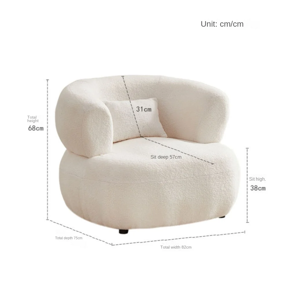 OLEVO Wooden Sofa Chair Made Of Lamb Wool Fabric With U-shaped Backrest Design Wide Armrests Comfortable Sitting Experience