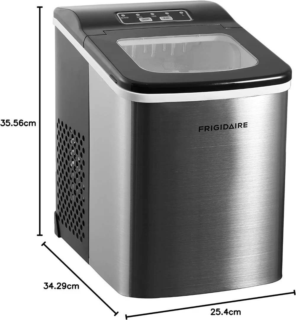 Compact Countertop Ice Maker, Makes 26 Lbs. Of Bullet Shaped Ice Cubes Per Day, Silver Stainless