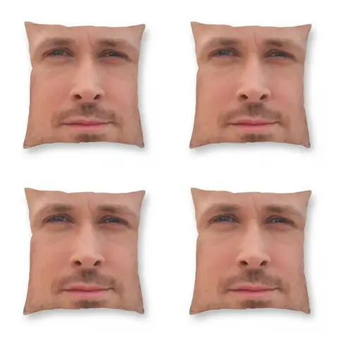4 Ryan 고슬링 페이스 프린팅 사각 베개 케이스 세트, 폴리에스터 패턴, 지퍼 장식 베개 케이스, 홈 쿠션 커버, 45cm, 18 인치