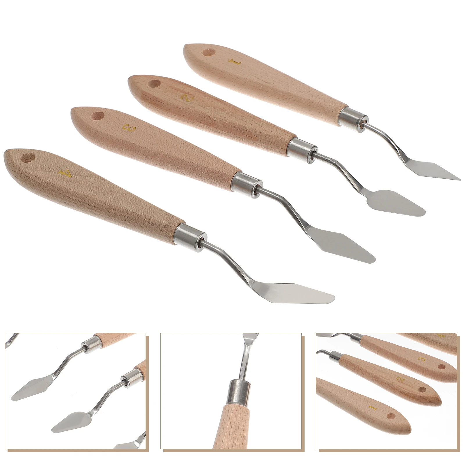 

4Pcs Oil Painting Palette Knives High Quality Plastic Flexible Mixing Tools Canvas Art Accessories Spatula Set Student Bamboo