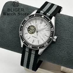 BLIGER 41mm NH38 Automatic Wristwatch Ceramic Bezel Sapphire Glass Luminous 100m Waterproof Nylon/Rubber Strap Men's Watches