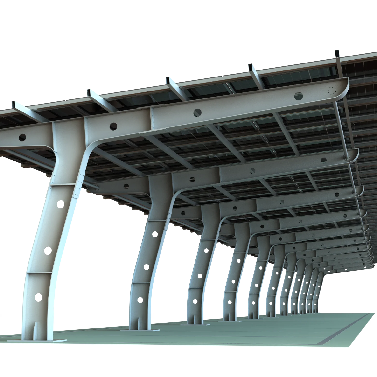 BIPV Steel Structure Carport With Solar Panel Mounting System for Car Parking Outdoor Customized Design Manufacture
