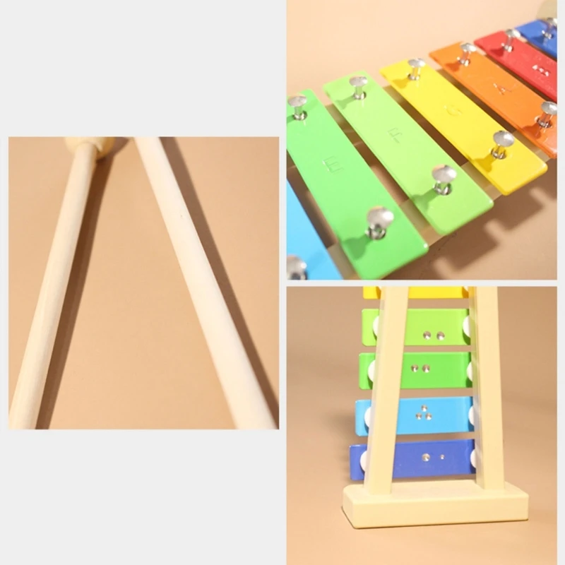 Handheld 8-tone Harp Orff Toy for Kid Birthday Party Instrument Rainbow Toy N84E