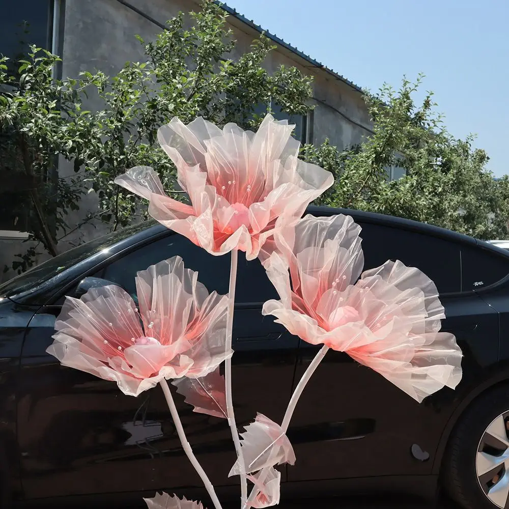 Window Display 40/50cm Big Simulation Flower 3D Large Fake Flower Hollow Hanging Gauze Artificial Flowers Wedding