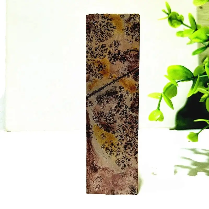 Natural Stone Landscape Painting Treelet Crystal Four Sides Tower Wand Point Spiritual Reiki Feng Shui Crystal Room Decoration