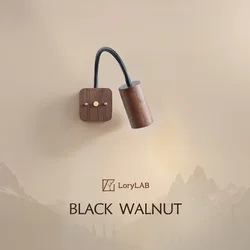Walnut Wood 360° turning spotlight, Wabi-sabi Modern style, Wall light Sconces for Bedroom, Living, Aisle balcony, Bedside
