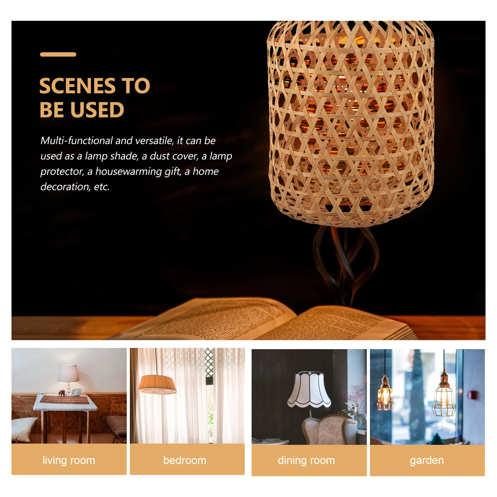 

Exquisite Handmade Bamboo Weaving Lampshade Warm Light Accessory for Living Room 120cm Weaving Lampshade Home Lampshades