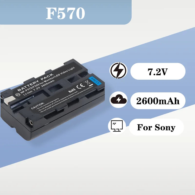 7.2V 2600mAh Replacement Battery NP F570 NP F550 Compatible ForSony F530 F750 F770 F970