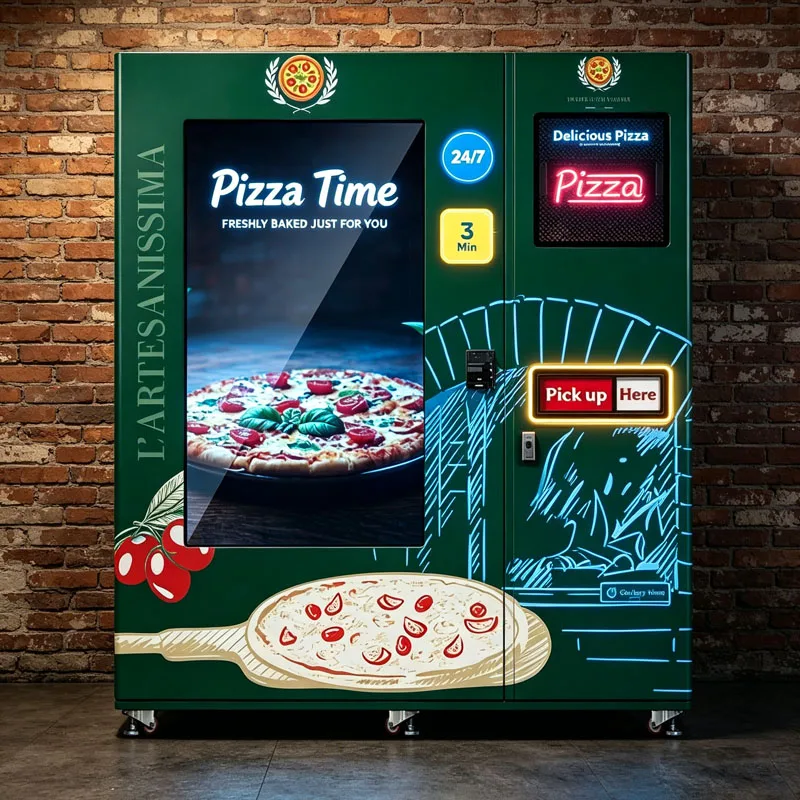 Robotic Pizza Vending Machine Fresh Pizza Kiosk with Touch Screen Remote Monitoring 3-Minute Serving Customized