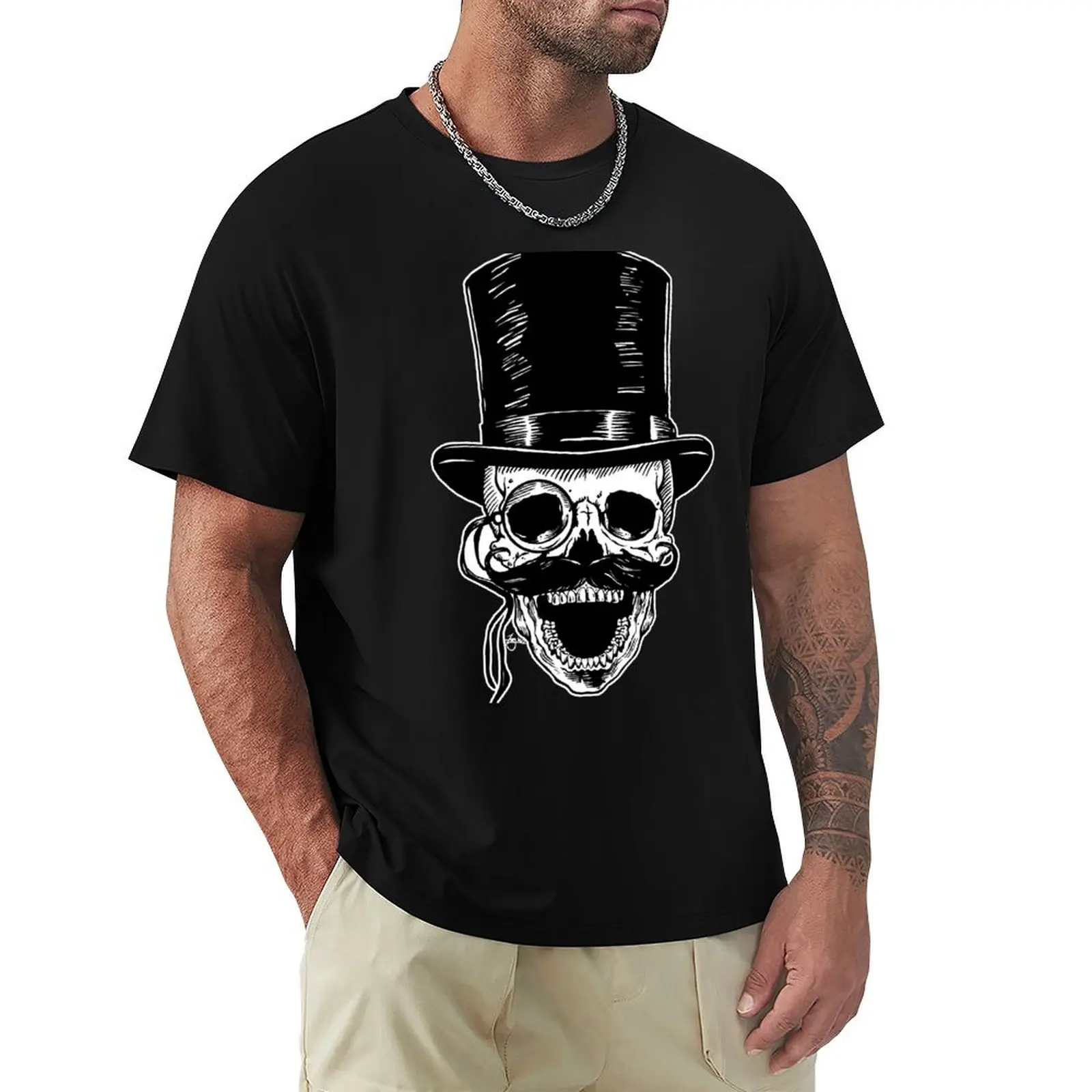 

Victorian Skull with Monocle T-Shirt custom t-shirts heavyweights graphics black t shirts for men