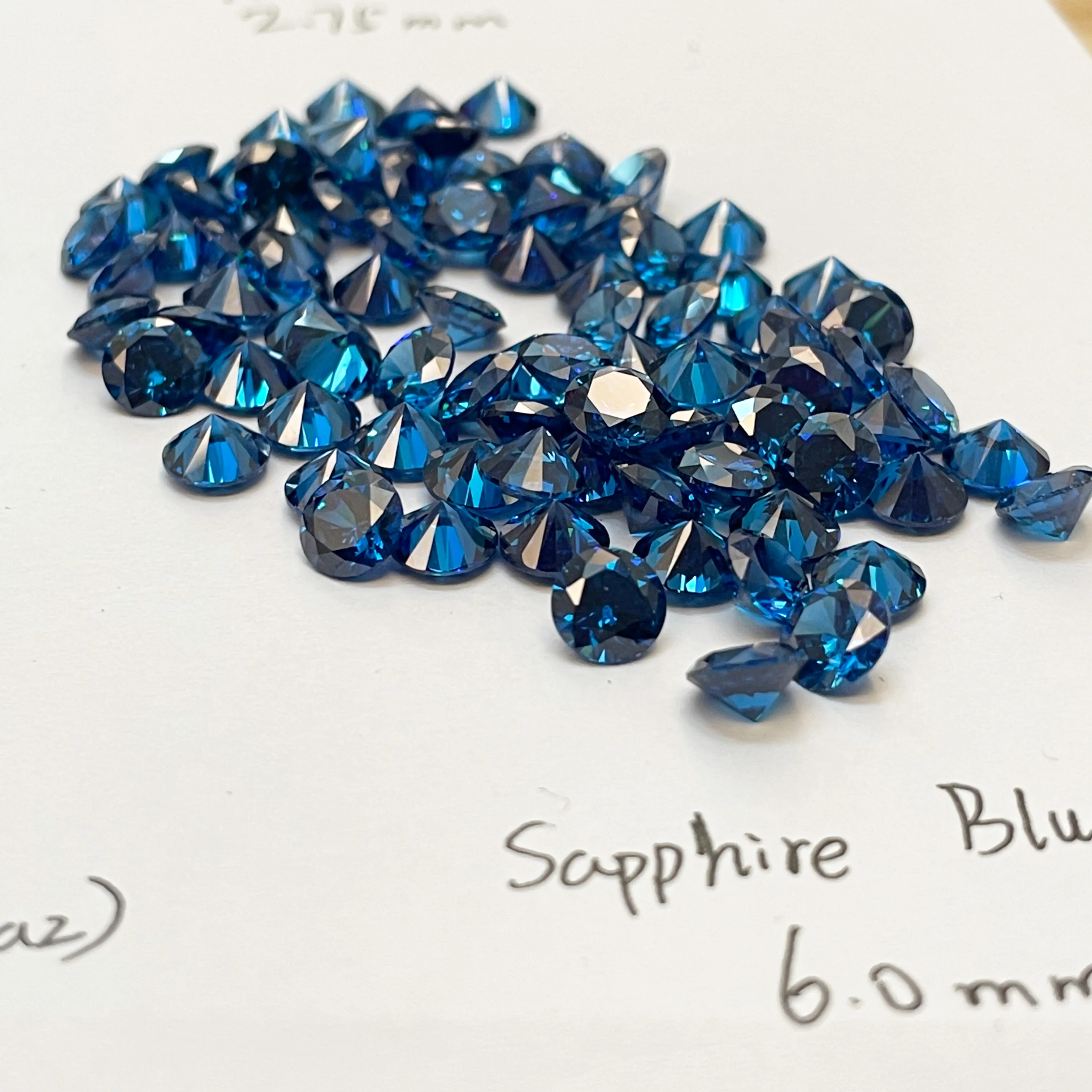 Size 3.0~10mm AAAAA Round CZ Stone European Machine Cut Middle Blue Zircon Synthetic Gems Cubic Zirconia For Jewelry