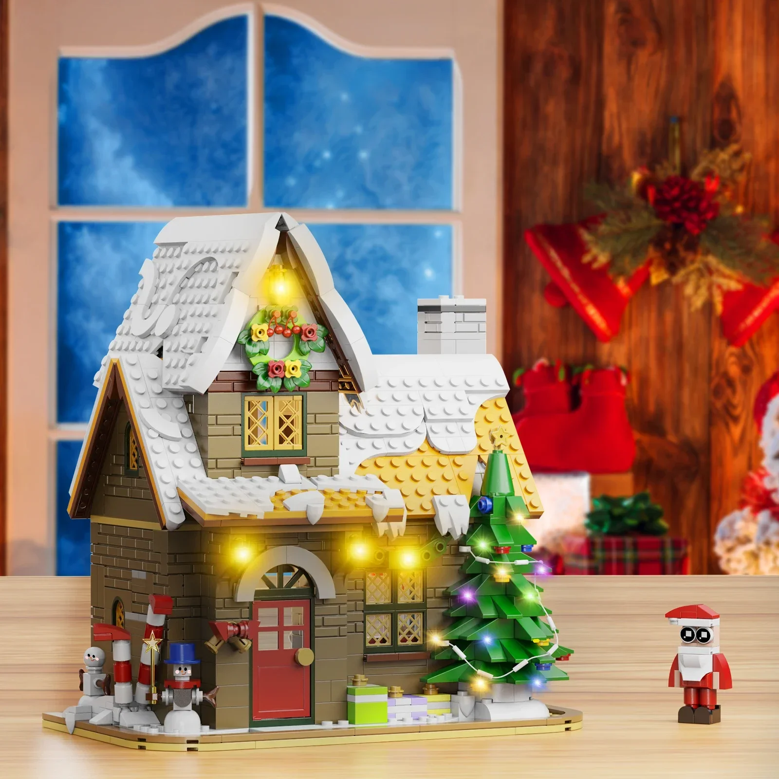 Bloco De Construção De Cena De Natal Conjunto Para Crianças, Modelo De Casa De Neve, Brinquedos De Puzzle De DIY, Idéias De Presentes, Inverno