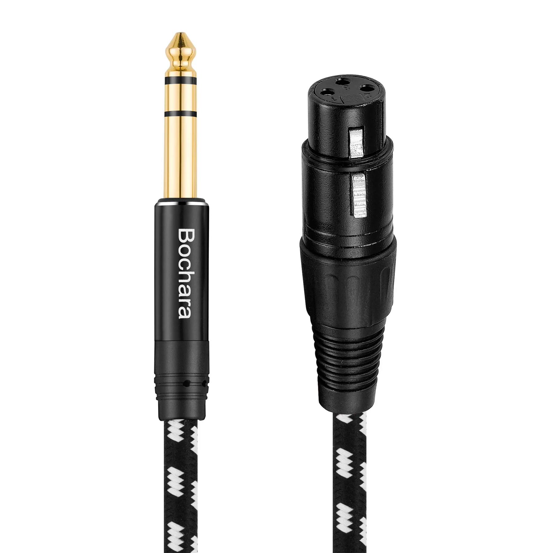 Bochara Braided 6.35mm TRS Stereo to XLR Male Female Converter OFC Audio Cable Shielded For Microphone Mixer Amplifier 30cm