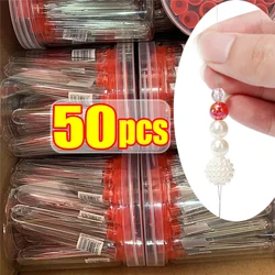 5/50PCS Beading Needles Seed Beads Needles Big Eye DIY Beaded Collapsible Beading Pins Open Needles for Jewelry Making Tools