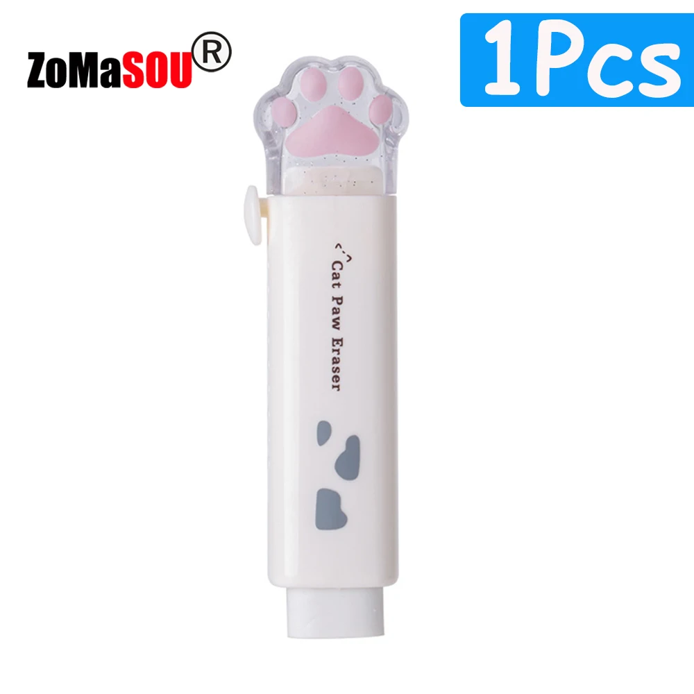 VBESTLIFE Gomme Push Pull patte de chat Bande de Correction de Dessin animé, Gommes à Crayons en