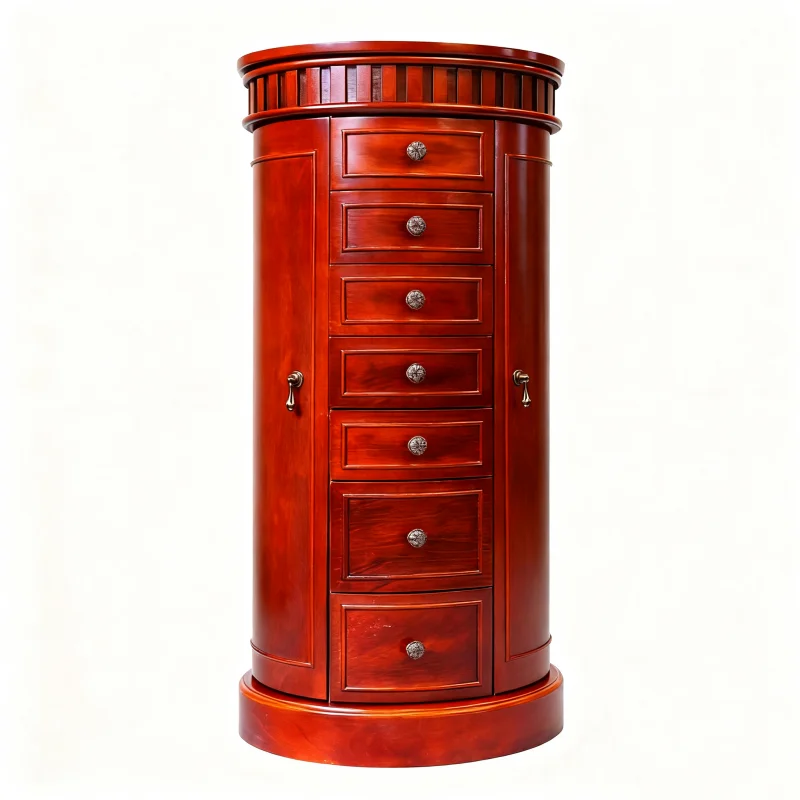xk-Customized Modern Circular Pattern Organizer Standing Jewelry Storage Box 7-Drawer Wooden Bedroom & Living Room Cabinet*