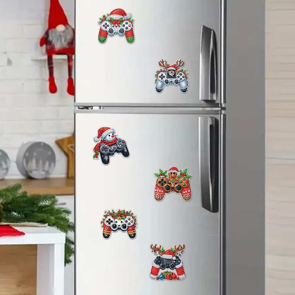 

6PCS 2D Flat Xmas DIY Crystal Refrigerator Magnet for Decor (Game Controller)