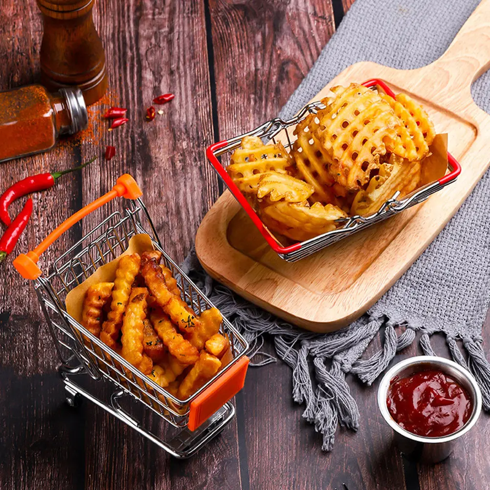 

Набор: Корзина для закусок и картофеля фри, детская тележка из нержавеющей стали, легкая портативная конструкция для творческих игр и ролевых игр в магазине