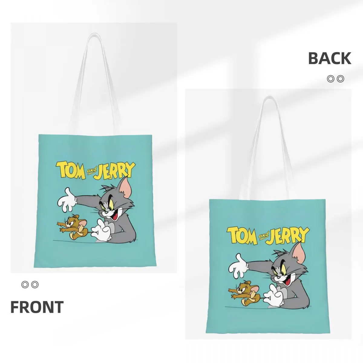 Tom y Jerry película gato y ratón bolsas de mano bolso de mujer bolso de hombro plegable para estudiante bolsa de comestibles reutilizable