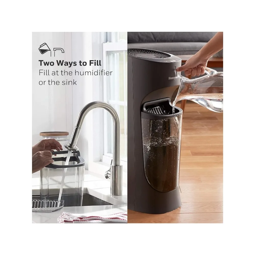 Top Fill Tower Humidifier, Digital Humidistat, Cool Mist Humidifier for Bedroom, Home or Office with Space Saving Tower Design