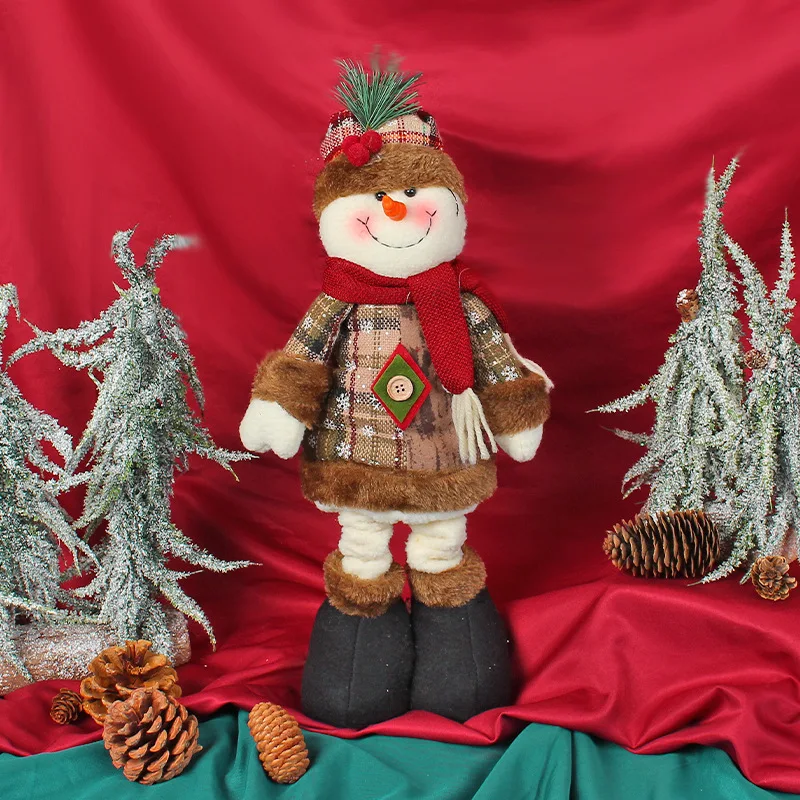 

Cross border Christmas Telescopic Doll Showcase Display Santa Claus Snowman Standing Doll Holiday Decoration