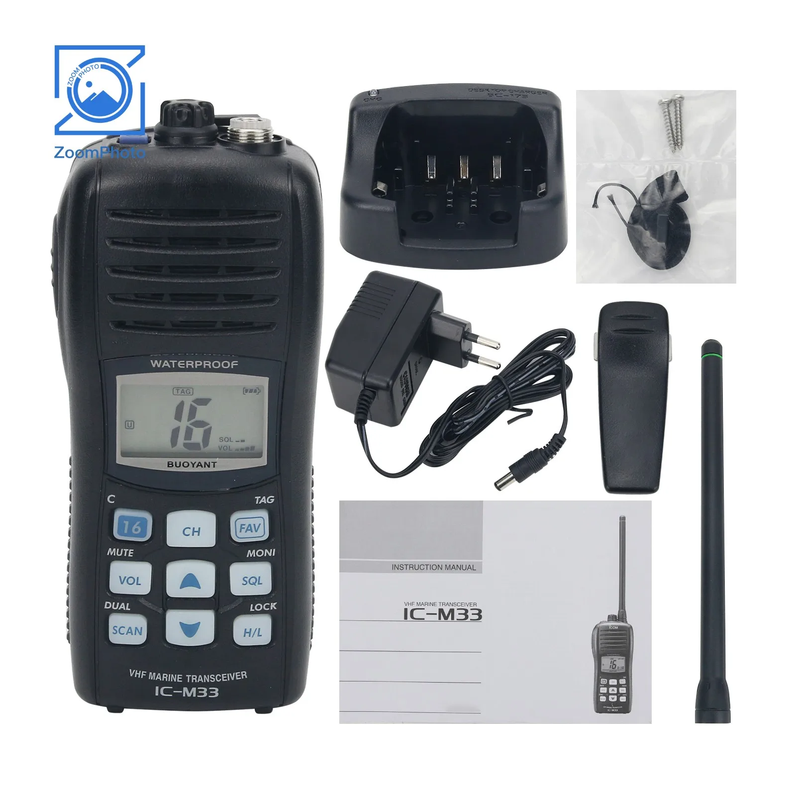 IC-M33 VHF Marine Transceiver Marine Waterproof Walkie Talkie 5W Boat VHF Radio