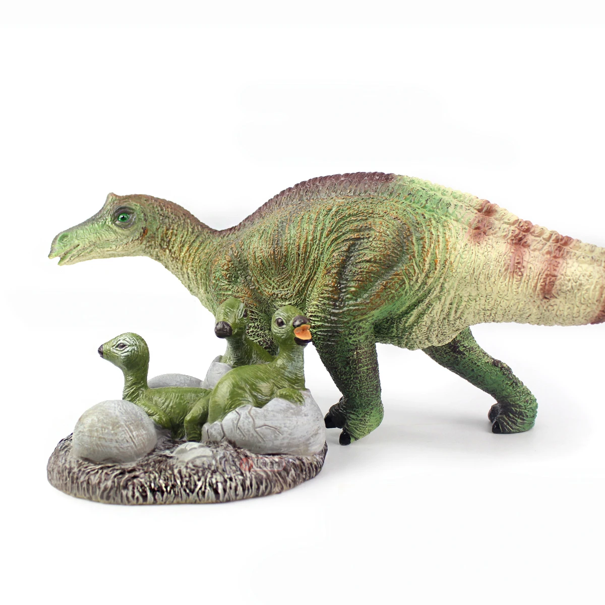 Figurka Maiasaura z miękkiej gumy, plastikowy model - zabawna edukacyjna zabawka dla chłopców, dziewczynek i dzieci w wieku od 18 miesięcy.