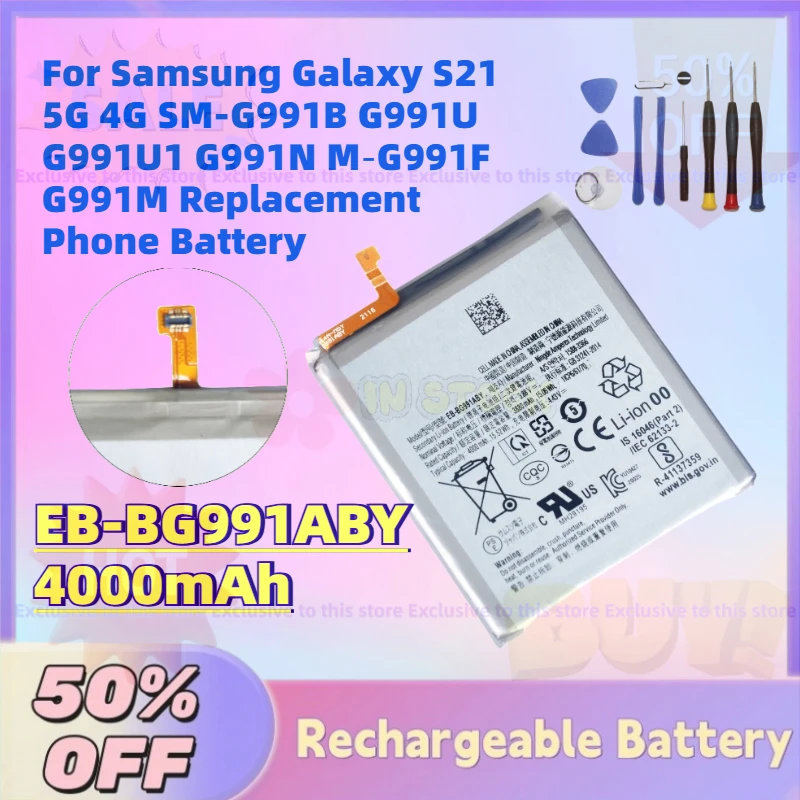

In Stock EB-BG991ABY 4000mAh for Samsung Galaxy S21 5G 4G SM-G991B G991U G991U1 G991N M‑G991F G991M Replacement Phone Battery