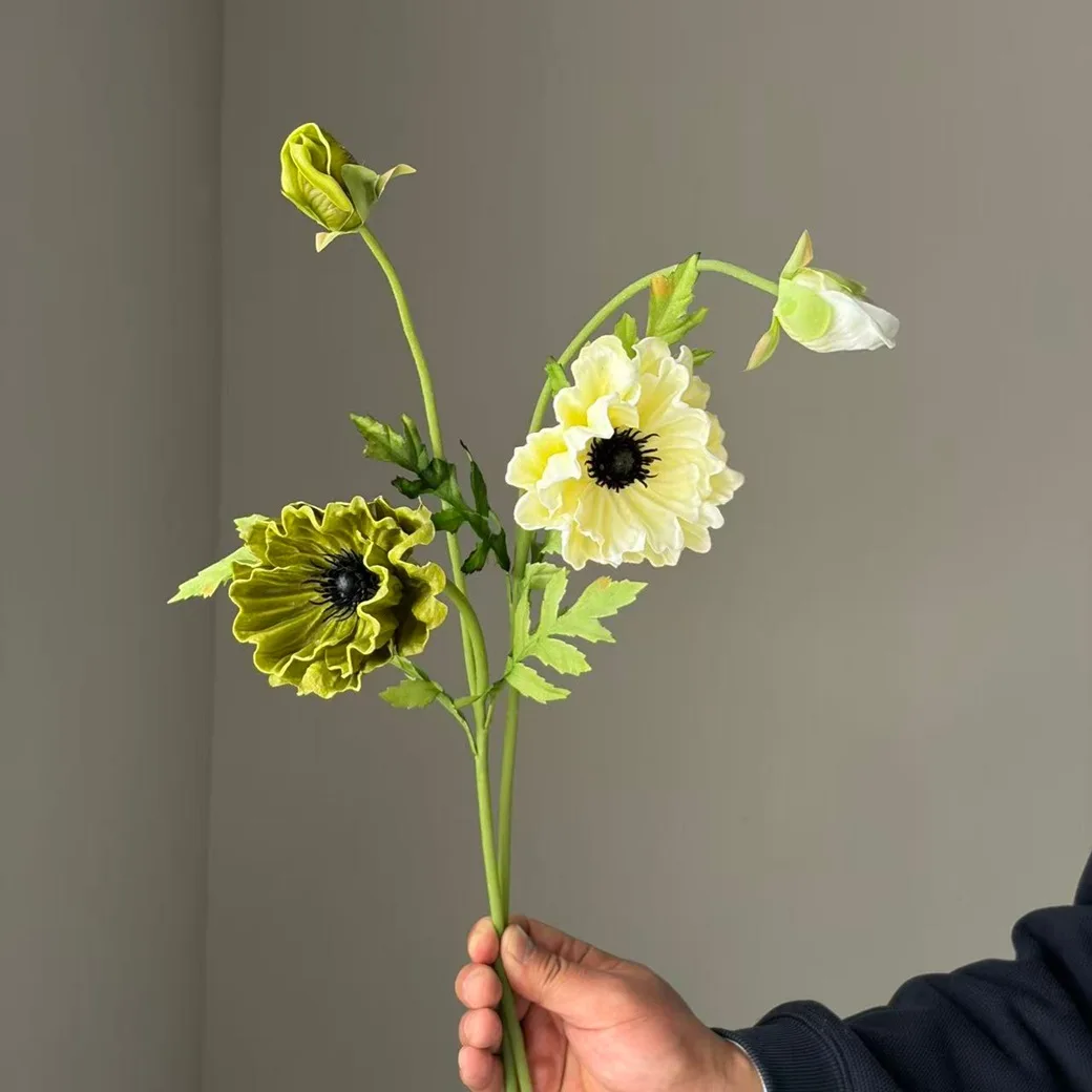 5 Stück/Set Künstliche 2-köpfige PU-Mohnblumen DIY Brautstrauß Hochzeitsdekoration Kunstblumen Mohnblumen Party Tisch Heim Raumdekoration – Detail 9