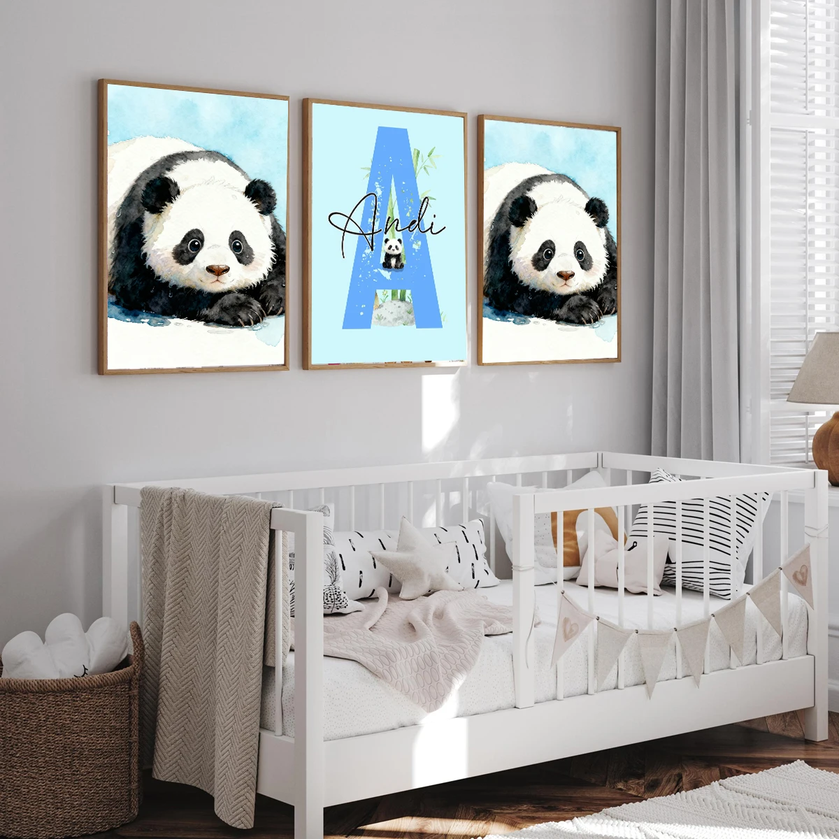 3 قطعة مطبوعات حضانة الباندا الشخصية: غرفة نوم الفتيات جدار الفن ديكور المنزل ، هدية الكريسماس الباندا طفلة الحضانة الفن الطباعة #4