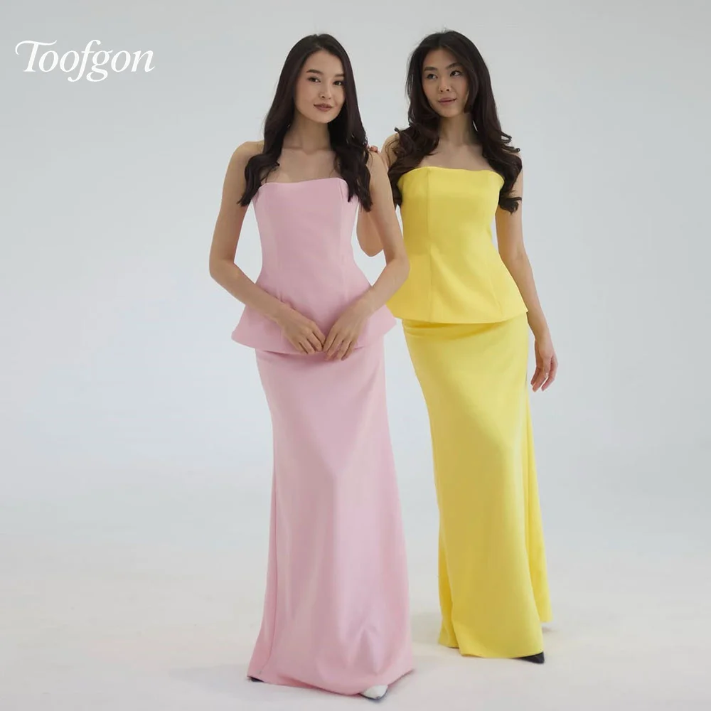 

Toofgon Elegant Straples Long Evening Dresses Sleeveless Women Mermaid Prom Gowns Corset Outfit Formal Party Birthday Dress