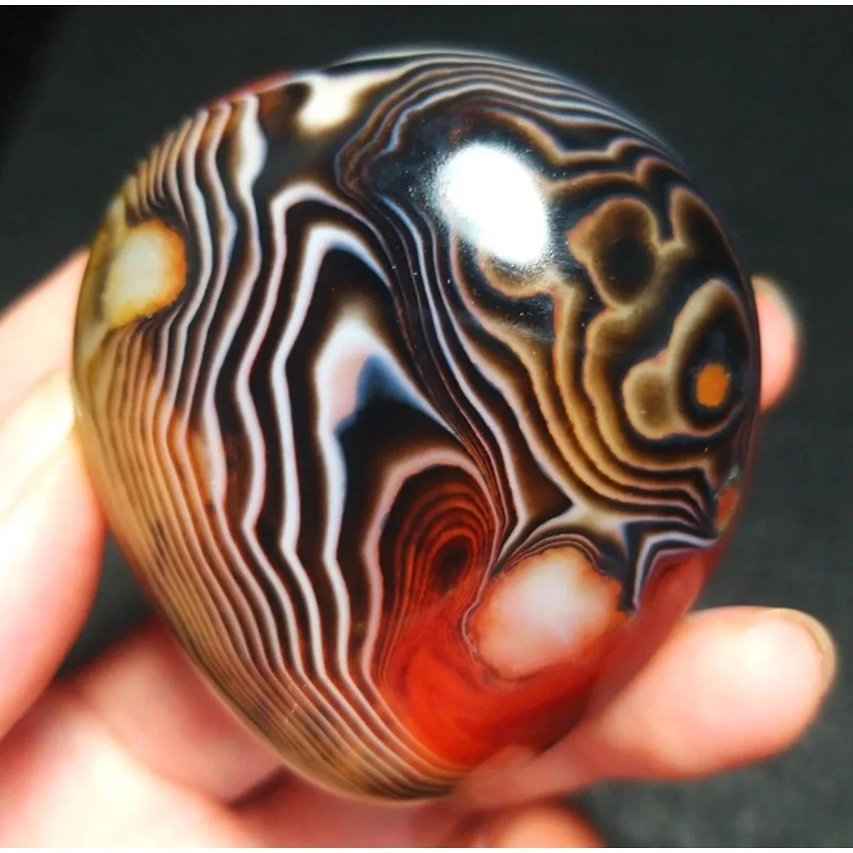 Color Gradient Banded Agate Palm Stone, Tumbled Polished, Rainbow Color, Table Decor, Natural Stone, Crystal Collection