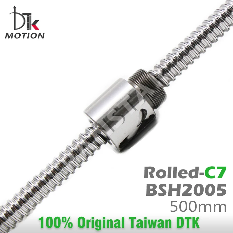 DTK Motion BSH2005 Rolled C7 Ball Screw R20 Lead 5mm Shaft 500mm High Precision NO Flange TBI Mini Ballnut 3D Printer CNC