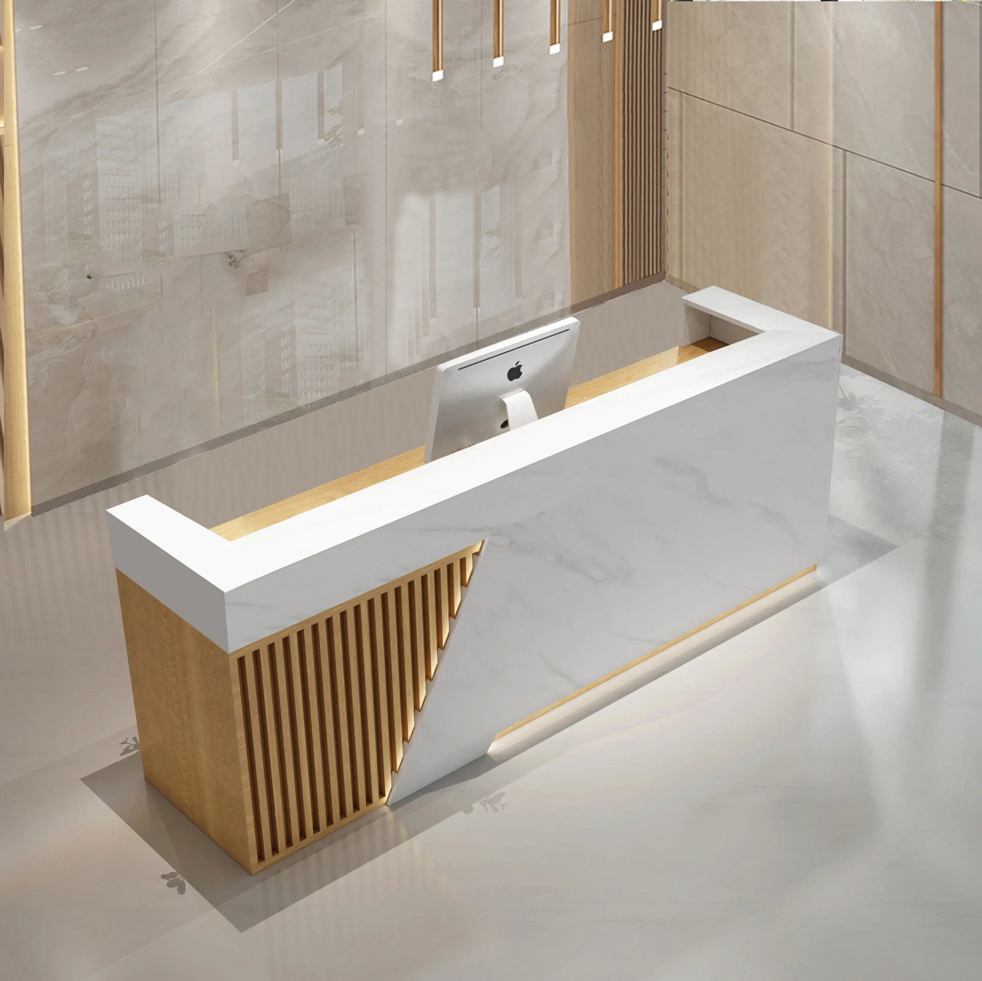

New Chinese-style front desk Sales department Information desk Ear picking log color checkout page Health hall Tea house Bar