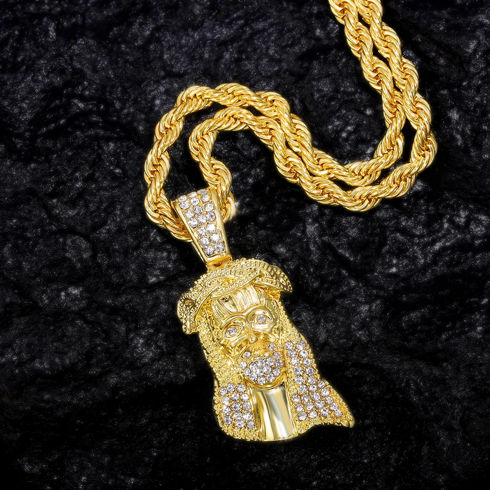 Popular Hip Hop Jesus Pendant Necklace For Men Iced Out Chain Gold Color Rhinestone Chain Women Map Of Africa Necklace Jewellery