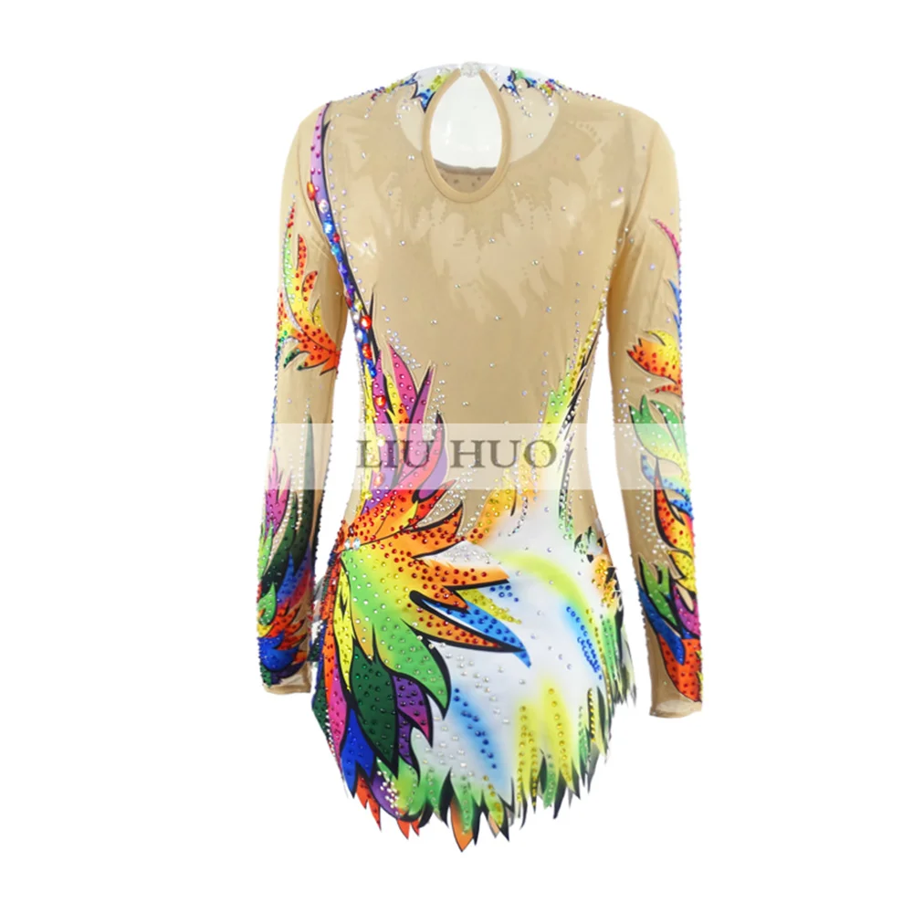 LIUHUO Eiskunstlaufkleid für Damen und Mädchen, Eiskunstlauf, Rhythmische Gymnastik, Wettbewerb, mehrfarbiges Trikot, Tanzkostüm für Kinder