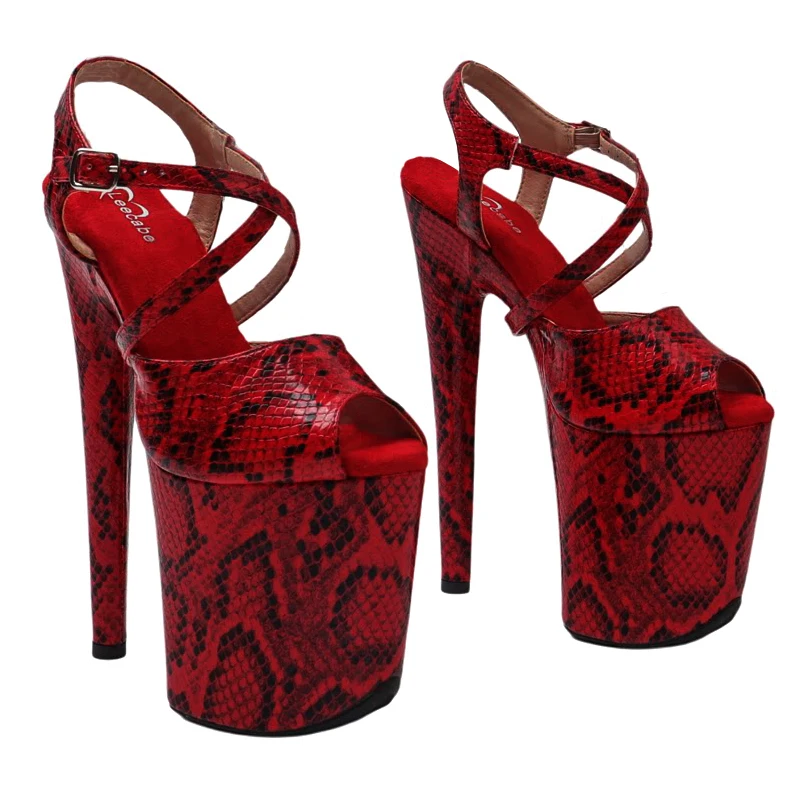 Leecabe 20cm/8inches snake PU upper Small Open toe Platform high heel sandals stripper heels  pole dance shoes