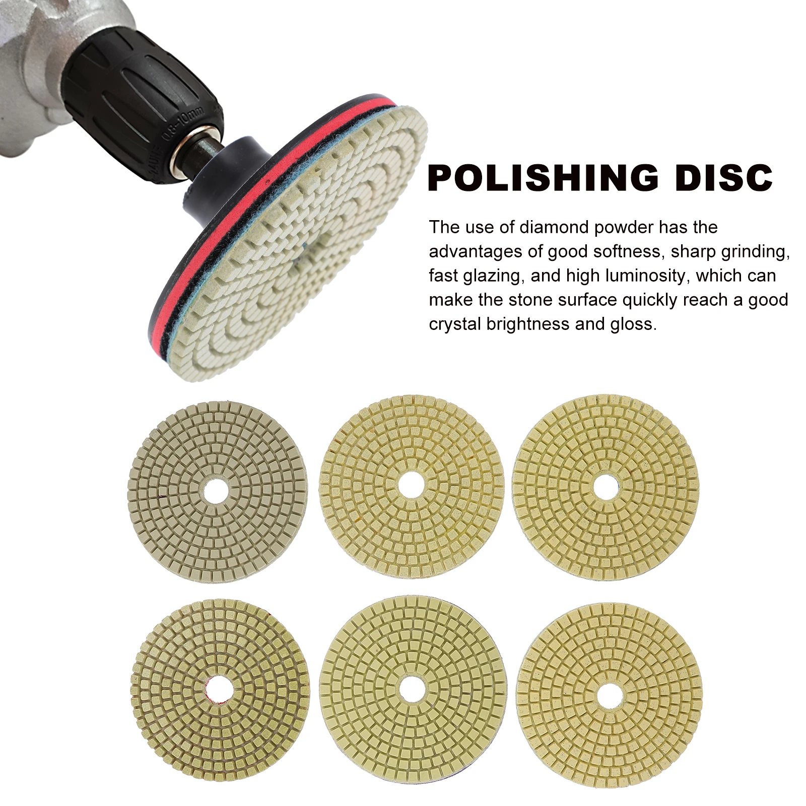 

8pcs Water Mill Polishing Disc Set Diamond S Grinding Resin Pad For Stone Glass Ceramics Crystal Concrete Metal Lapping