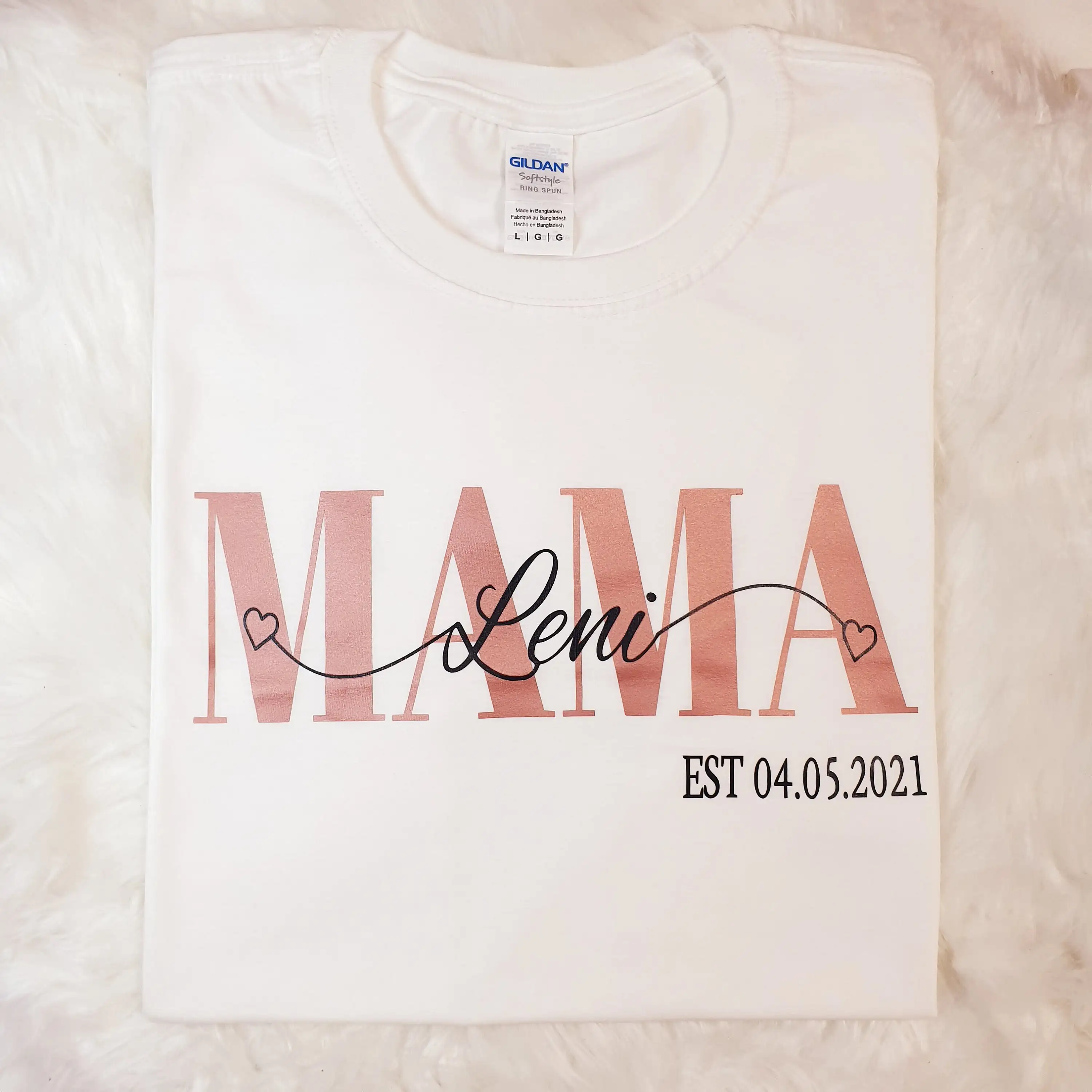 MAMA with child name and year of birth mom t shirt personalized gift for women