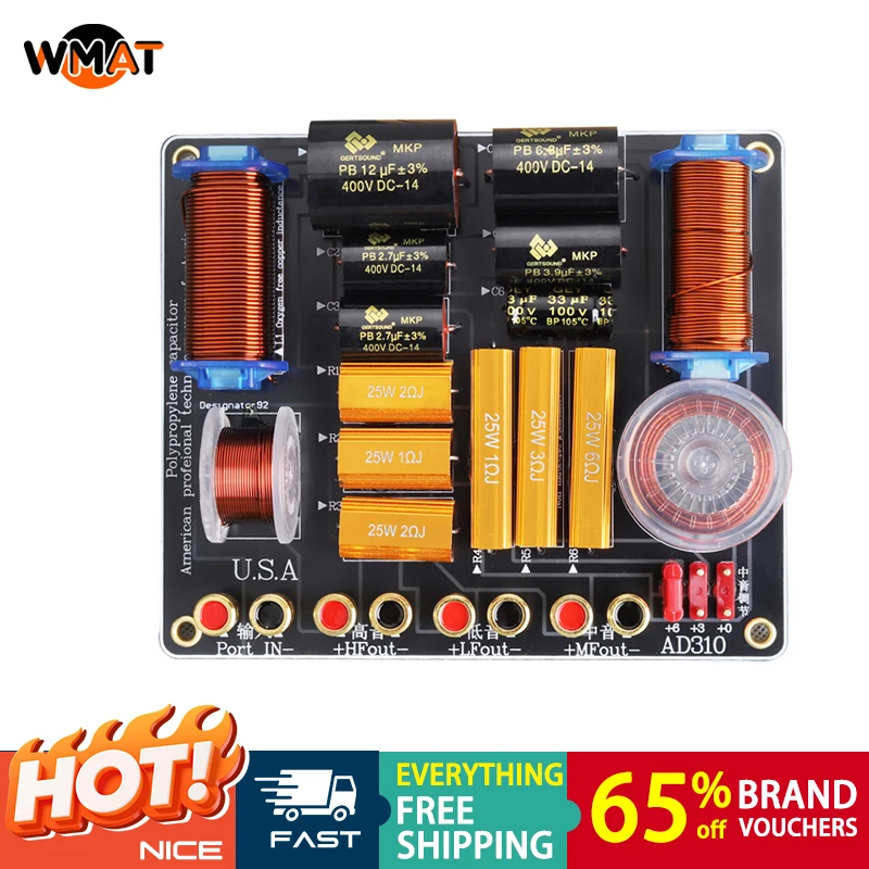 

310 Professional Speaker Frequency Divider 3 Way 450W 750Hz/5000Hz Stage Home Theater 3pcs High Power Audio Crossover Filters