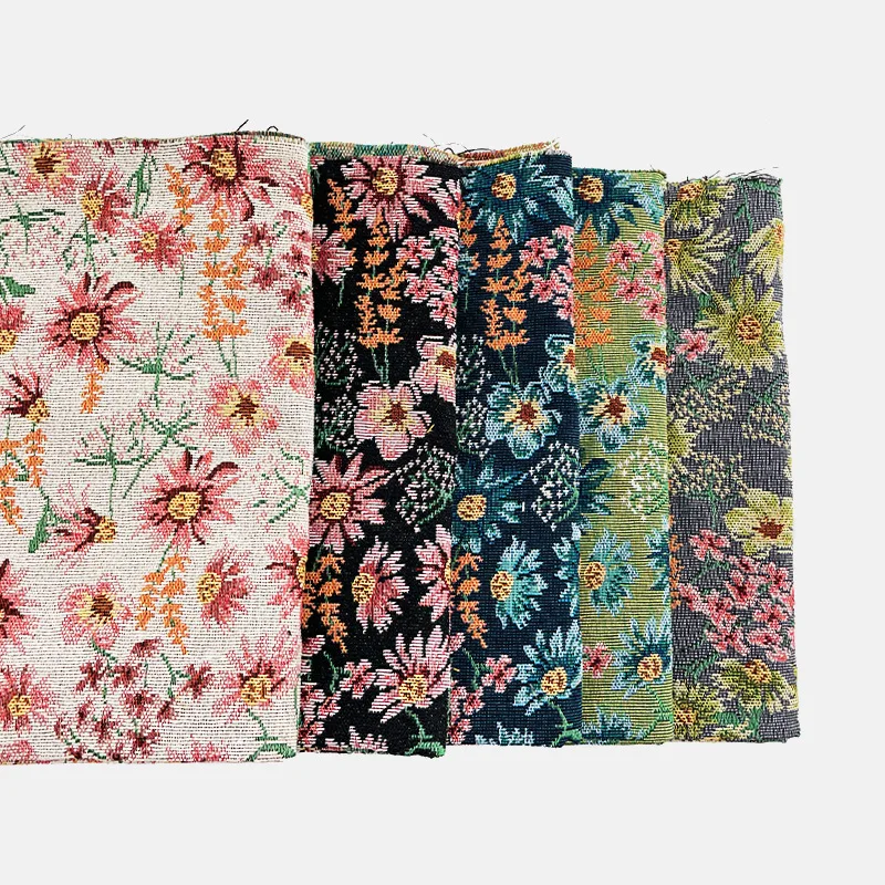 

150x100cm Yarn-Dyed Jacquard Fabric Cloth Pastoral Wind Tablecloth Sand Release Small Floral Luggage Clothing Fabric