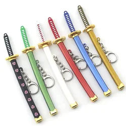 Anime Roronoa Zoro Sword Keychain Women Men Anime Knife Scabbard Sabre Snow Knife Key Chain Katana Keyring