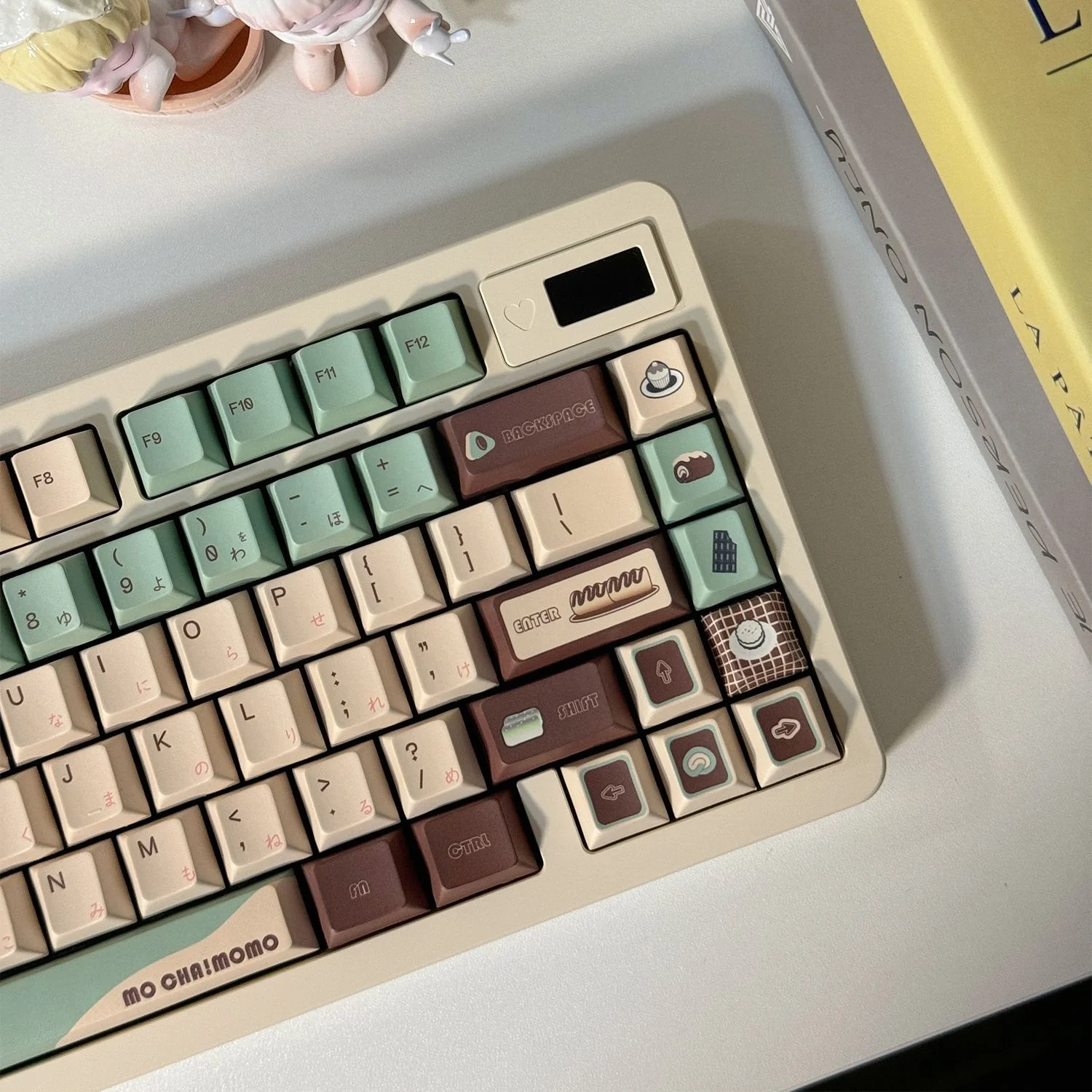 Mint Raw Chocolate Keycaps Pbt Sublimation Cherry Pbt Retro Khaki Green Coffee Color Japanese Keycap