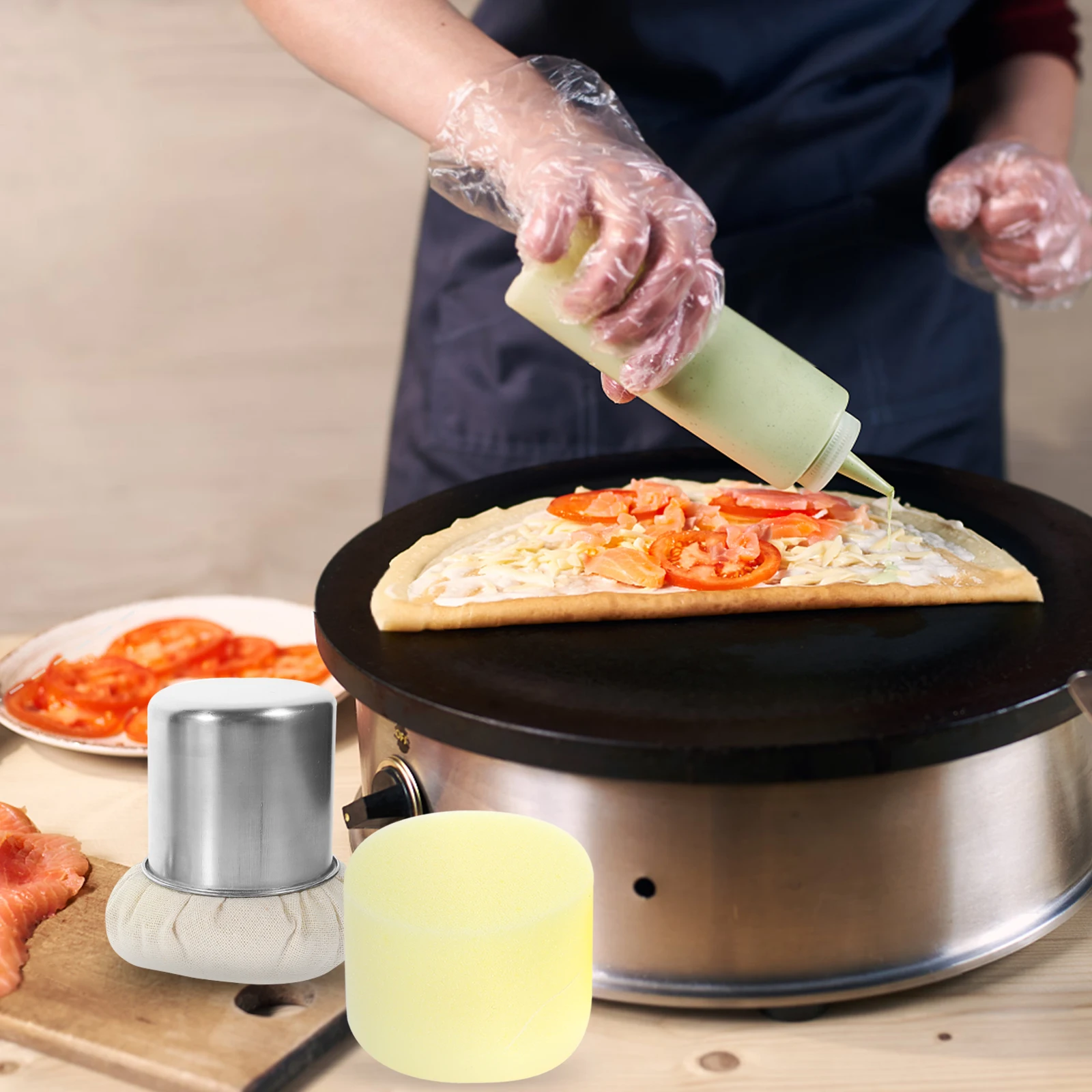 

1 set Pancake Brush Replace Fabric Wear-Resistant Spread Tool Home Kitchen Cooking Grease Mop Multifunctional Oil Wiper Reusable