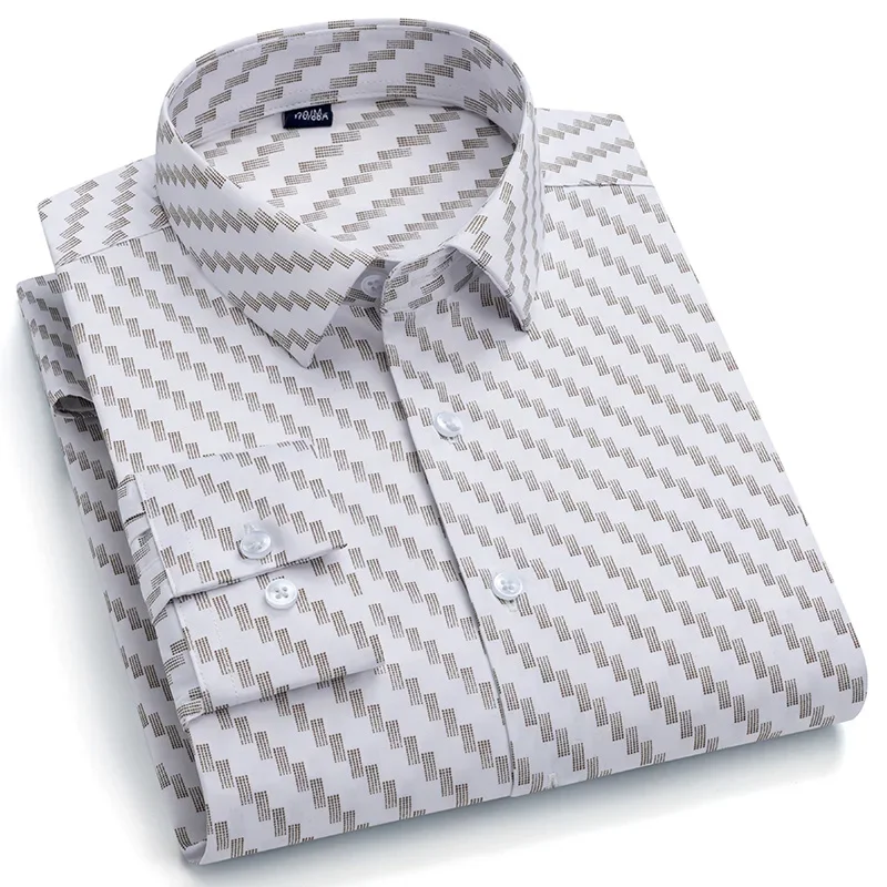 New in shirt printing long-sleeve shirts for men vintage slim fit formal plain shirt soft plaid fashion designer casual clothes