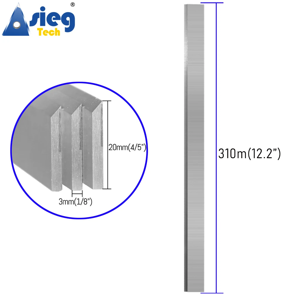 310×20×3mm TCT HSS Planer Blades Jointer Knives 12-1/5inch for Woodworking Thickness Planer - Set of 3 Pieces