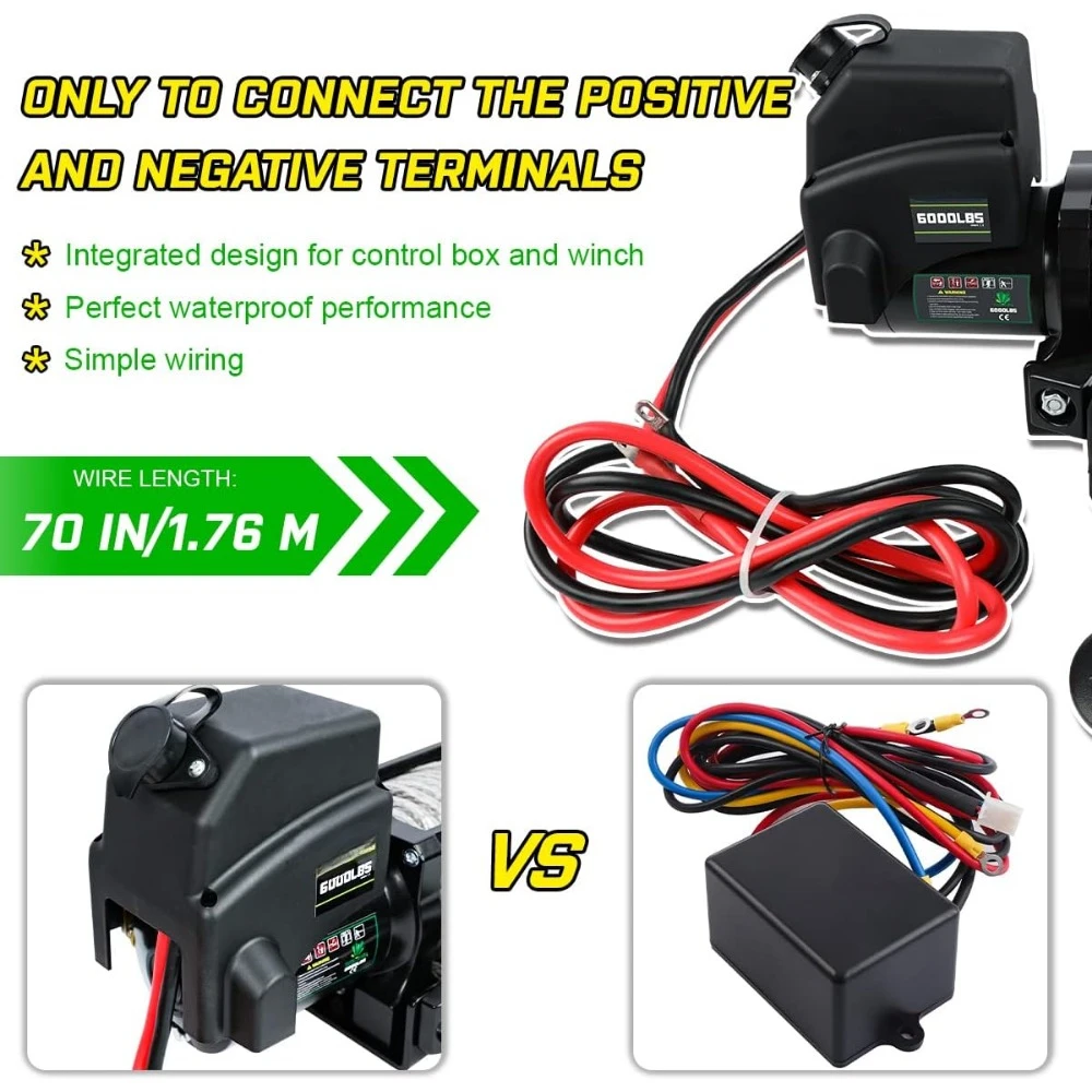 Electric Winch 12v 6000lbs Boat Trailer Winch with Remote Synthetic Rope 1/4 in x 55 ft Hook Wireless Remote Handlebar Switch