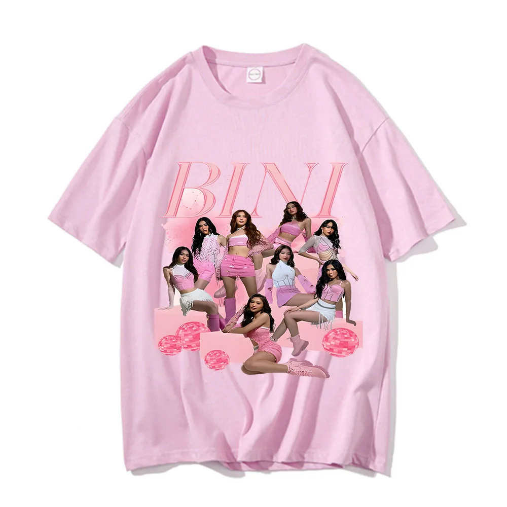 BINI Girls Group Kpop Singer T Shirt Merchandise Men Women Pure Cotton Vintage T-shirt Short Sleeve Clothing Adult Streetwear