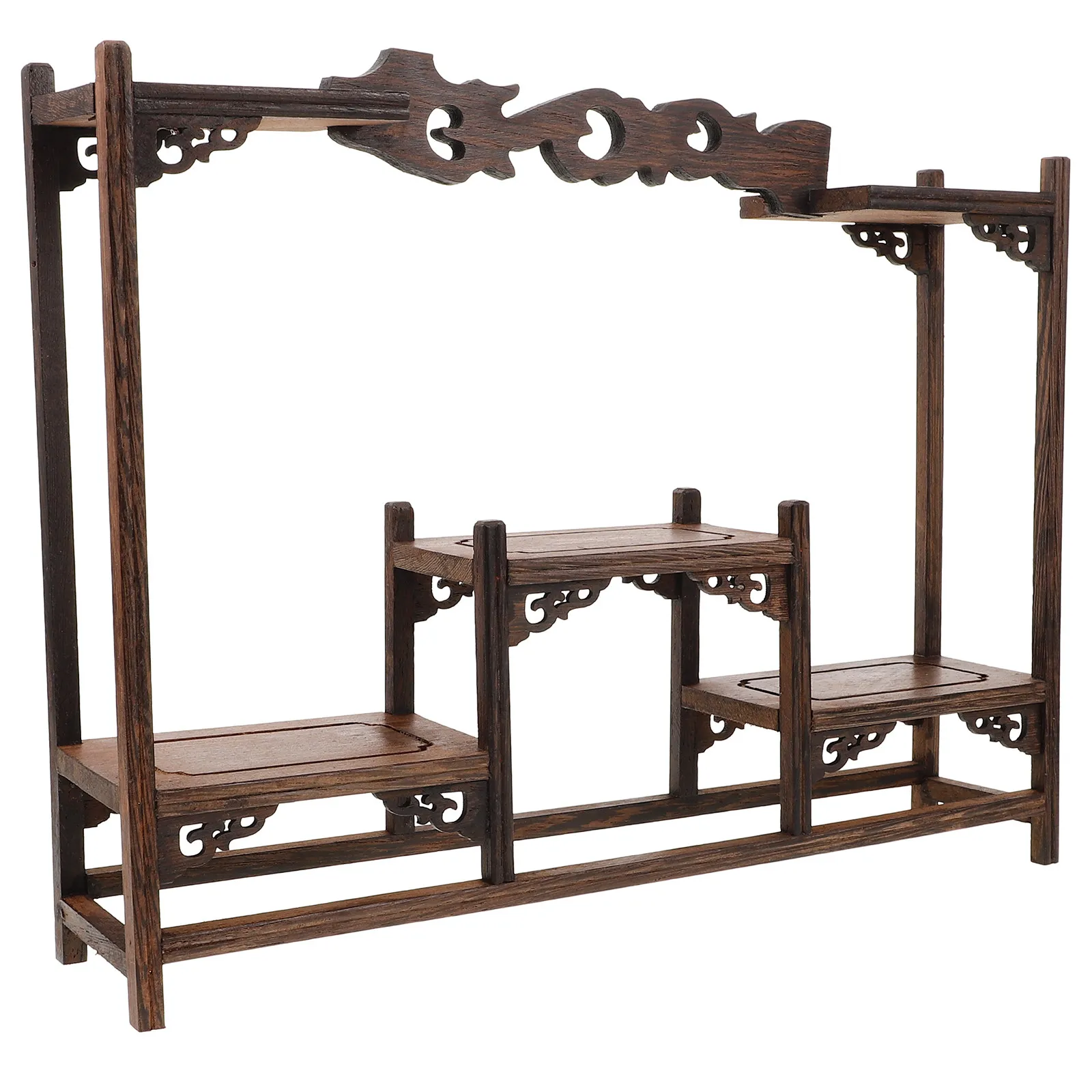 

Handcrafted Wooden Tabletop Display Shelf Multiple Compartments for Collectibles Curio Storage Home Decor Display Stand